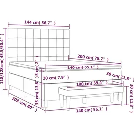 vidaXL Boxspringbett 140 x 200 cm Dunkelblau