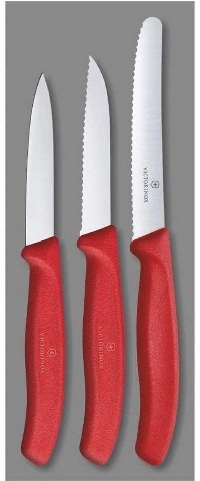 Preisvergleich Produktbild Victorinox Gemüsemesser Swiss Classic Messer 3-tlg, Gemüsemesser Wellenschliff