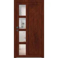 Standardmaß Holz Nebeneingangstür nach Maß "HERTA" Mahagonioptik-Lasur beidseitig außen öffnend DIN rechts