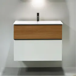 burgbad Fiumo Mineralguss-Waschtisch inkl. Waschtischunterschrank 82 cm SFXN082F3956C0001G0200, Badmöbel,