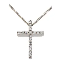 Ketten-Anhänger FIRETTI "Schmuck Geschenk Gold 585 Halsschmuck Anhänger für Halskette Kreuz", weiß (weißgoldfarben, weiß, w=weiß), Schmuckanhänger, Damen, 0,1 ct P2 = erkennbare Einschlüsse, Weißgold 585-Diamanten, 1,05 g, Weißgold 585, Diamanten, mit Brillanten