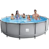 Happy People Stahlrahmenpool Set 457 x 106 cm grau