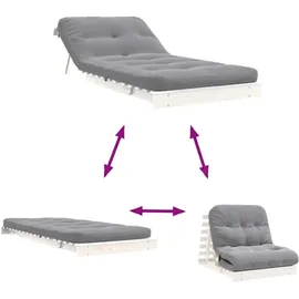vidaXL Futon Schlafsofa mit Matratze Weiß 90x206x11 Massivholz Kiefer
