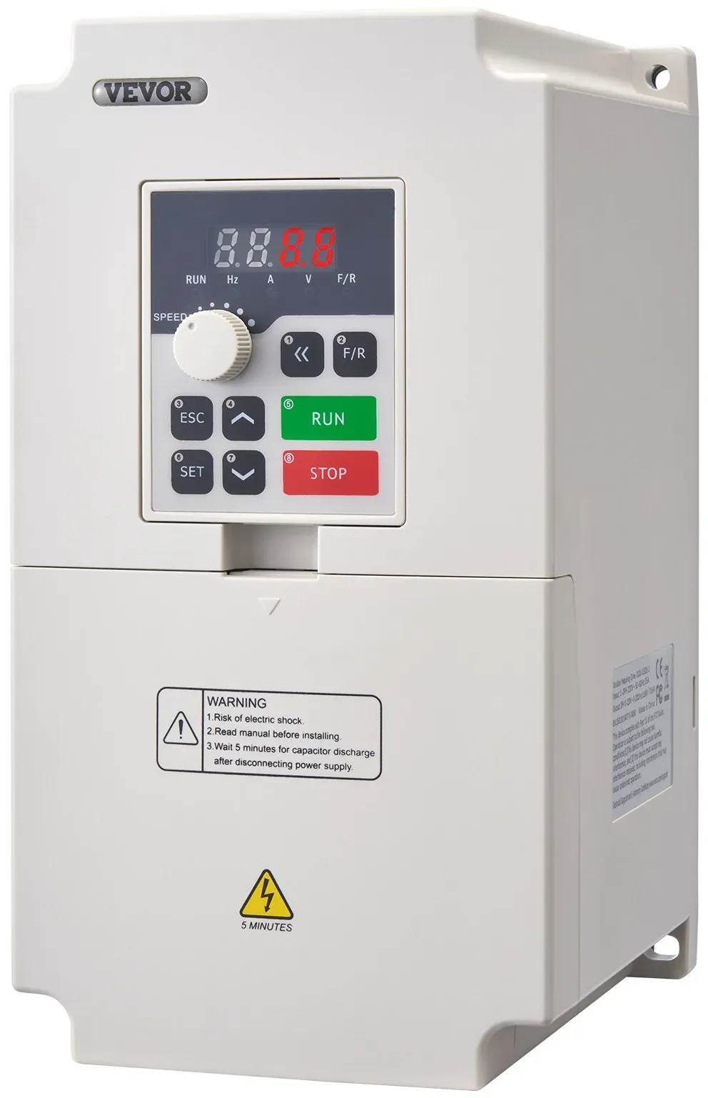 VEVOR Frequenzumrichter 7,5PS, 5,5kW, 25A, 1-/3-Phasen AC 220V Eingang auf 3-Phasen AC 0–220V Ausgang Frequenzumwandler, 50/60Hz Eingang, 0–2000Hz Ausgang VFD zur Drehzahlregelung des Spindelmotors