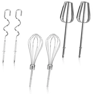 HASLED 6-Tlg Schneebesen-Set aus Edelstahl - Rührstäbe & Knethaken für Handmixer (12-Draht, Laternenmischer) - Geeignet für Backanfänger