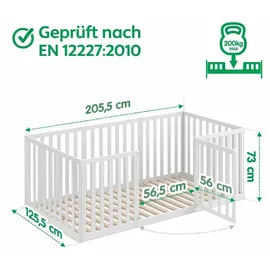 Cadani Kinderbett Teso 120 x 200 cm Kiefer massiv weiß