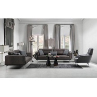 JVmoebel Sofa Graue Sofagarnitur Sofa Garnitur Sofas 3+3+1 Sitzer Sessel Modern, Made in Europe schwarz