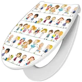 banjado WC-Sitz Motiv Kinder (umweltfreundliches Material & Take-Off Technologie, Softclose Absenkautomatik), 45 x 38,4 x 4,2cm weiß