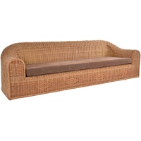 Krines Home Loungesofa Rattansofa Wohnzimmer Couch aus echtem Rattan Lounge Sofa 4-Sitzer, Stabiler Holzrahmen beige|braun