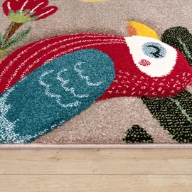 Paco Home Kinderteppich Teppich Kinderzimmer Junge Mädchen Modern Tier Motiv Dschungel Beige Braun Grün, Grösse:160x230 cm