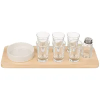 Out of the blue Tequila-Servier-Set, 9-teilig (6 Gläser, 1 Salzstreuer,1 Steingut-Schale & 1 Holz-Tablett) im Geschenkkarton