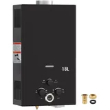 18L Gas Durchlauferhitzer, Propan-Durchlauferhitzer mit Sommer-Winter-Muster Durchlauferhitzer ohne Warmwasserspeicher,Wandmontage Digitalanzeige, Schwarz
