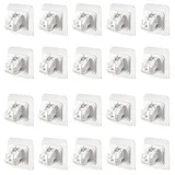 HERKINDNESS Halterung Gardinenstange, 20 Stück Weiß Vorhangstange Halterung, Selbstklebende Klemmträger Gardinenstange, Kleine Vorhangstangenhalter, für Küche und Bad