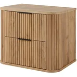 3e 3xe living.com Badezimmerschrank, Eiche, Schwarze Griffe, 41,5 x 60 x 51,7 cm - Braun