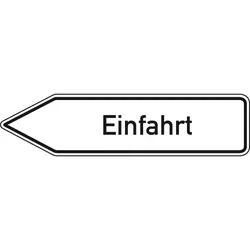 Schild I Wegweiser Einfahrt, linksweisend, Aluminium RA0, reflektierend, 1400x350mm, DIN 67520