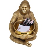 Kare Design Figur Gorilla Holding Bowl, Gold, Ø8cm Stellfläche Schüssel, Deko, handgearbeitet, Unikat, Einzelstück, Höhe 41cm