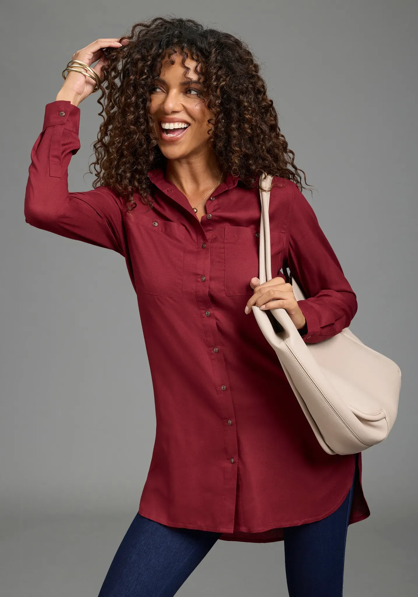 Longbluse BOYSEN'S, Damen, Gr. 38, rot (bordeaux), Web, Obermaterial: 100% Viskose, unifarben, figurumspielend hüftbedeckend, 1-Knopf-Manschette, Blusen Longbluse Bluse Hemdbluse, mit tiefen Seitenschlitzen