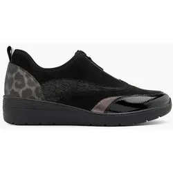Komfort Slipper - Damen - animal-print - schwarz - 37