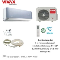 VIVAX R Design SILVER 9000 BTU + 5 m Montageset  2,6 KW Split Klimaanlage A+++