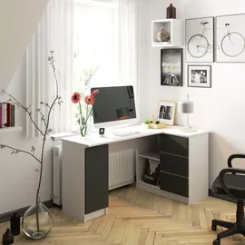 Akord Eckschreibtisch Akord Weiß / Graphitgrau