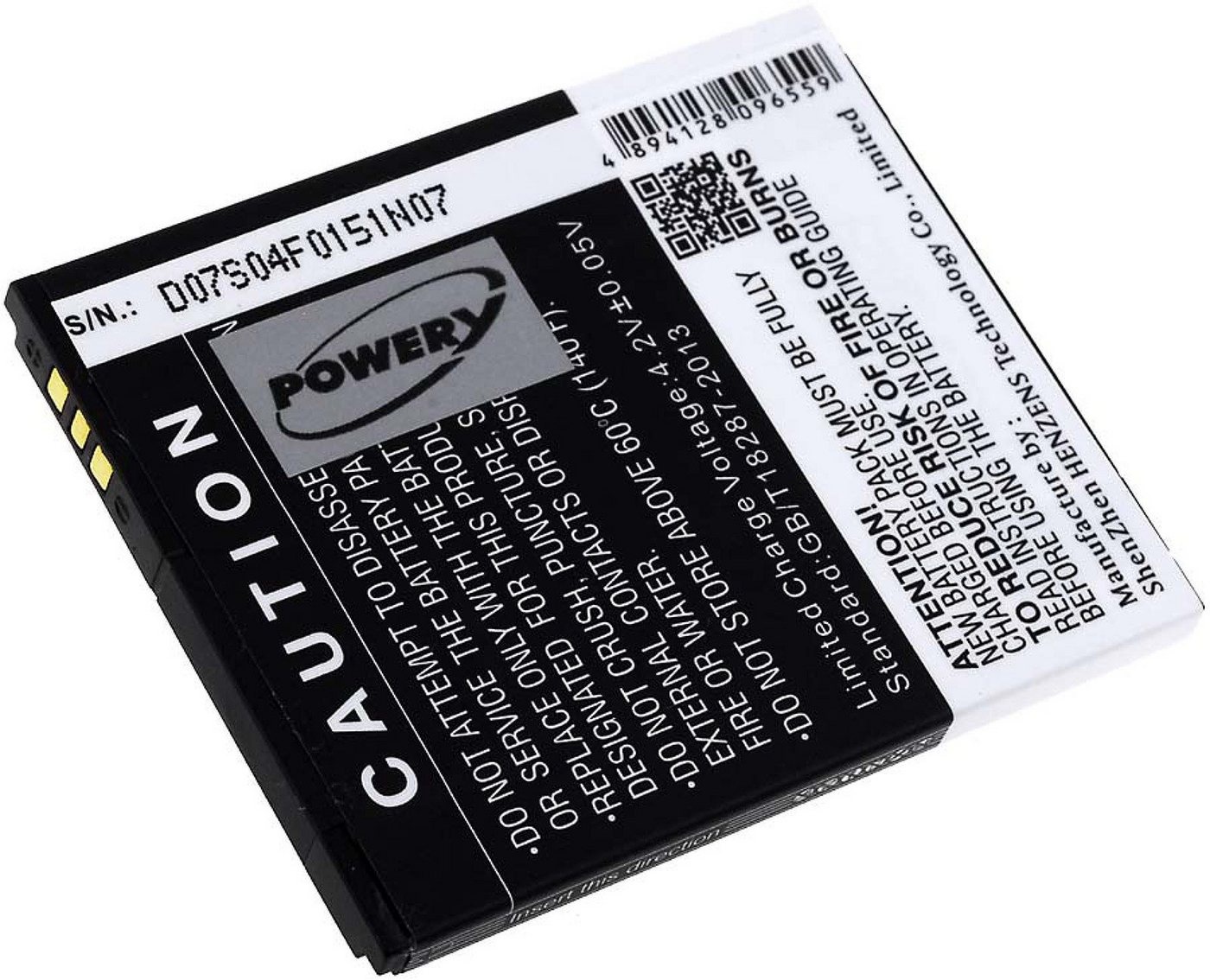 Powery Akku für Phicomm FWS610 Smartphone-Akku 1300 mAh (3.7 V) schwarz