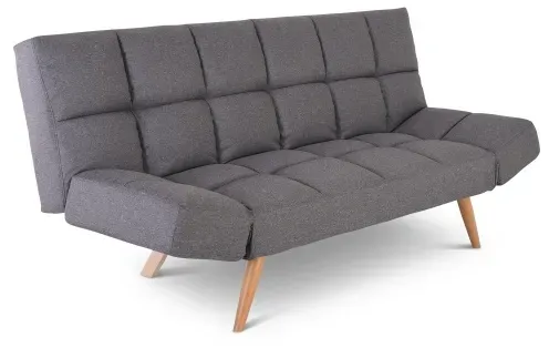 Schlafsofa, 2-Sitzer, mit Gästebett-Funktion, klappbare 2-in-1-Funktion: Sofa und Gästebett, Metallbeine, Stoff in Dunkelgrau, Raburg Yara