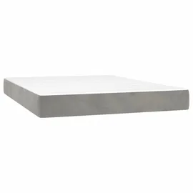 vidaXL Boxspringbett mit Matratze Hellgrau 140x200 cm Samt1390003