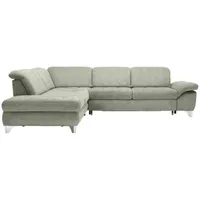 Beldomo Style Ecksofa, Grün, Textil, Ottomane links, L-Form, 319x260 cm, Goldenes M, Bettkasten erhältlich, Bettfunktion Hocker Rücken echt, Wohnzimmer, Sofas & Couches, Wohnlandschaften, Ecksofas