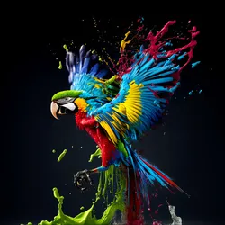 Glasbild COLORFUL ARA - bunt