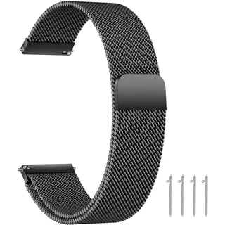 LYYLTX Edelstahl Mesh Uhrenarmband 18mm Metall Ersatz Armband Magnetverschluss Smartwatch Schnellverschluss Watch Uhren Schwarz Ersatzband Für Damen Herren - 18mm