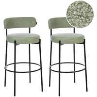 Beliani Barstuhl 2er Set Bouclé / Metall helles Grün