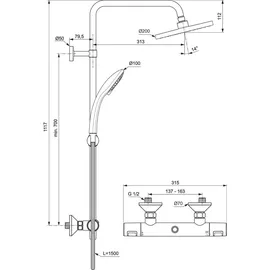 Ideal Standard Duschsystem mit Brausethermostat Ceratherm T25 Chrom