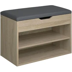 tectake® Schuhbank, für 6 Paar Schuhe, großes Klappfach, 60 x 30 x 43,5 cm