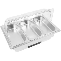 Chafing Dish Elektrisch 9L, 600W Wärmebehälter mit Deckel, Edelstahl Speisewärmer Buffetwärmer Elektrisch, Buffet Warmer Set, für Hotels, Buffet, Picknicks (3-Fach, 9L)