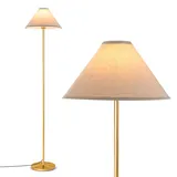 RELAX4LIFE Stehlampe 162cm, Standleuchte mit Stoffschirm & Fußschalter, Stehleuchte mit Metallrahmen, Standlampe mit E27 Fassung (Birne nicht enthalten), Leselampe für Wohnzimmer Schlafzimmer Büro