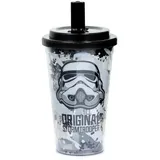 Puckator Glas aus PVC, doppelwandig, verstärkt, 500 ml, mit Strohhalm & Deckel The Original Stormtrooper