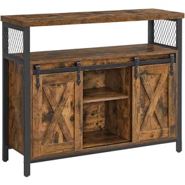 VASAGLE Sideboard 100 x 80 x 33 cm Braun/Schwarz