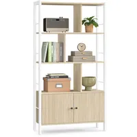 VASAGLE Bücherregal 4 offene Regalebenen  naturbeige-wolkenweiß
