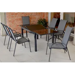 Garten-Essgruppe MERXX "Amalfi", silber (silber, grau), Polyester, Aluminium, Polyester, Sitzmöbel-Sets