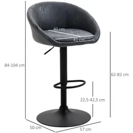 Homcom 2er-Set Barhocker Barstuhl mit Armlehne, Rücken, höhenverstellbarer Tresenhocker im Kunstleder-Optik, für Esszimmer, Grau