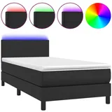 vidaXL Boxspringbett mit Matratze & LED Schwarz 90x200 cm Kunstleder
