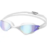 Aqua Speed Riptide Schwimmbrille | Erwachsene | Verspiegelt, Antibeschlag & UV-Schutz | Schnallensystem & Silikonband | Mikrofaserhandtuch & Schutzhülle | Riptide 05 Weiß