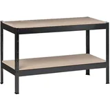 SCHULTE Regalwelt Schwerlastregal mit 2 Holzböden, 43x100x35 cm (HxBxT), Traglast pro Ebene ca. 90 Kg, schwarz-Struktur, Lagerregal, Kellerregal,