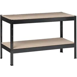 SCHULTE Regalwelt Schwerlastregal mit 2 Holzböden, 43x100x35 cm (HxBxT), Traglast pro Ebene ca. 90 Kg, schwarz-Struktur, Lagerregal, Kellerregal,