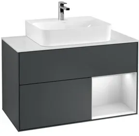 V&B Waschtischunterschrank Finion 100, Pl w m, Rg r w m Lac, md bl. m Lac
