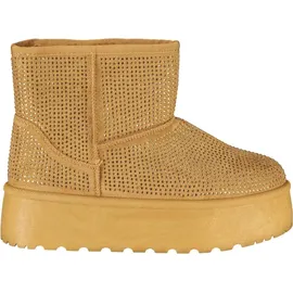 Laura Biagiotti Stylische Damenstiefel Braun mit Fell & Strassdetails für den Winter - Braun