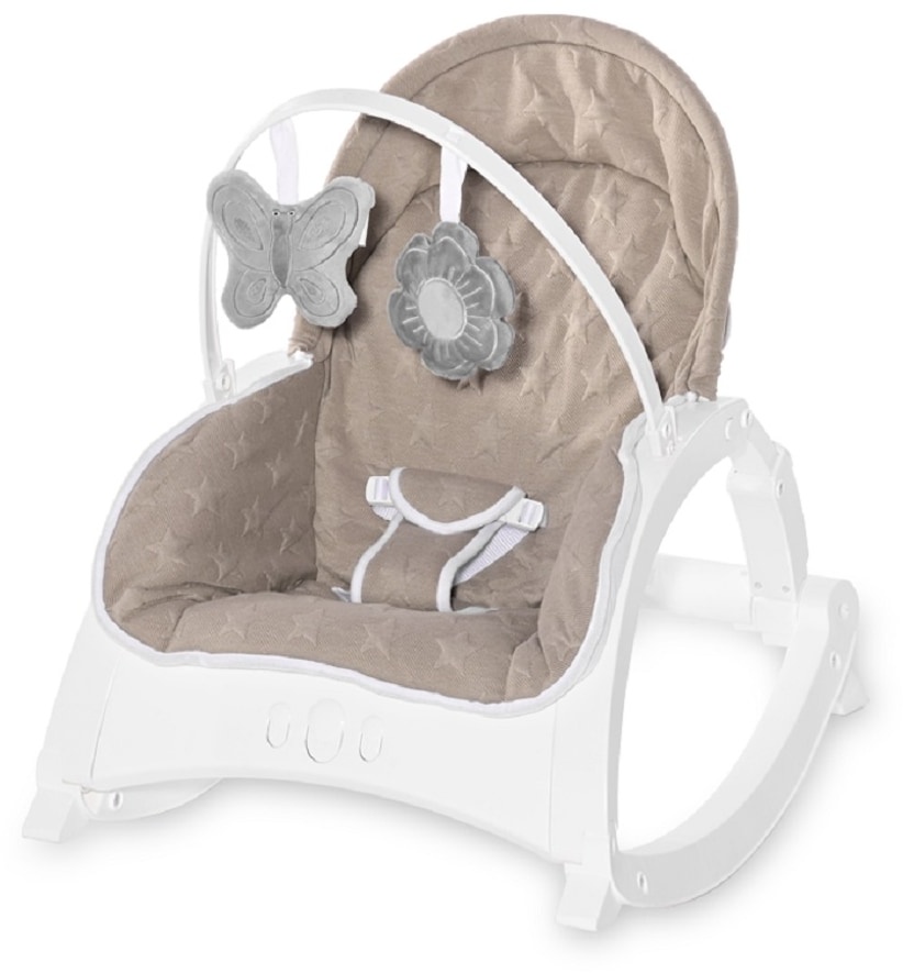 Lorelli Baby Rocker, Babywippe ALEX 3 in 1 Tisch Vibrationsfunktion, 4 Melodien beige Sterne