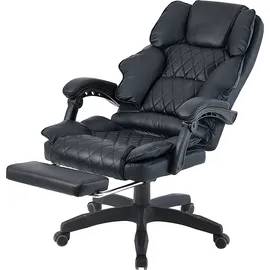 Trisens Bürostuhl mit Fußstütze und flexiblen 3-Punkt-Armlehnen - Schreibtischstuhl im Lederoptik-Design - ergonomischer Bürostuhl mit einer verstellbaren Rückenlehne für gesündere Sitzhaltung