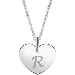 Ketten-Anhänger ONE ELEMENT "Herz mit Gravur R Buchstaben Anhänger aus 333 Weißgold", silber, Schmuckanhänger, Damen, R, Weißgold 333, Damen Gold Schmuck Herz mit Gravur R