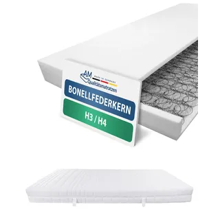 AM Qualitätsmatratzen Bonell Federkernmatratze 90x200 cm - Made in Germany - Matratze 90x200 H3 H4 Anti Schwitzen - Temperaturregulierte Bonellfederkernmatratze 19 cm hoch Oeko-TEX zertifizert